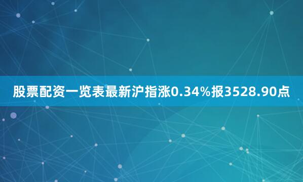 股票配资一览表最新沪指涨0.34%报3528.90点